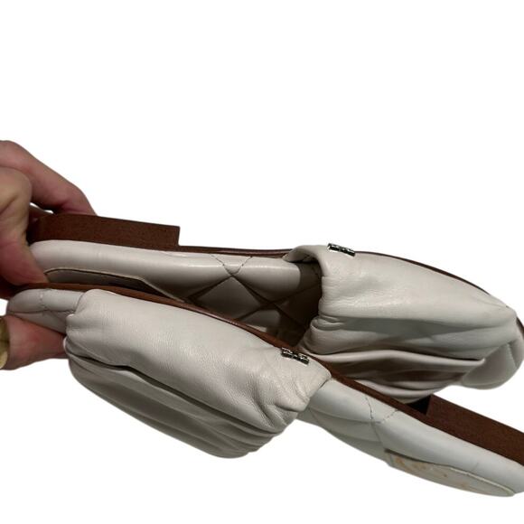 SAM EDELMAN New Briar Pleated White Leather Upper Slide Slide Size 5.5 - Picture 5 of 9